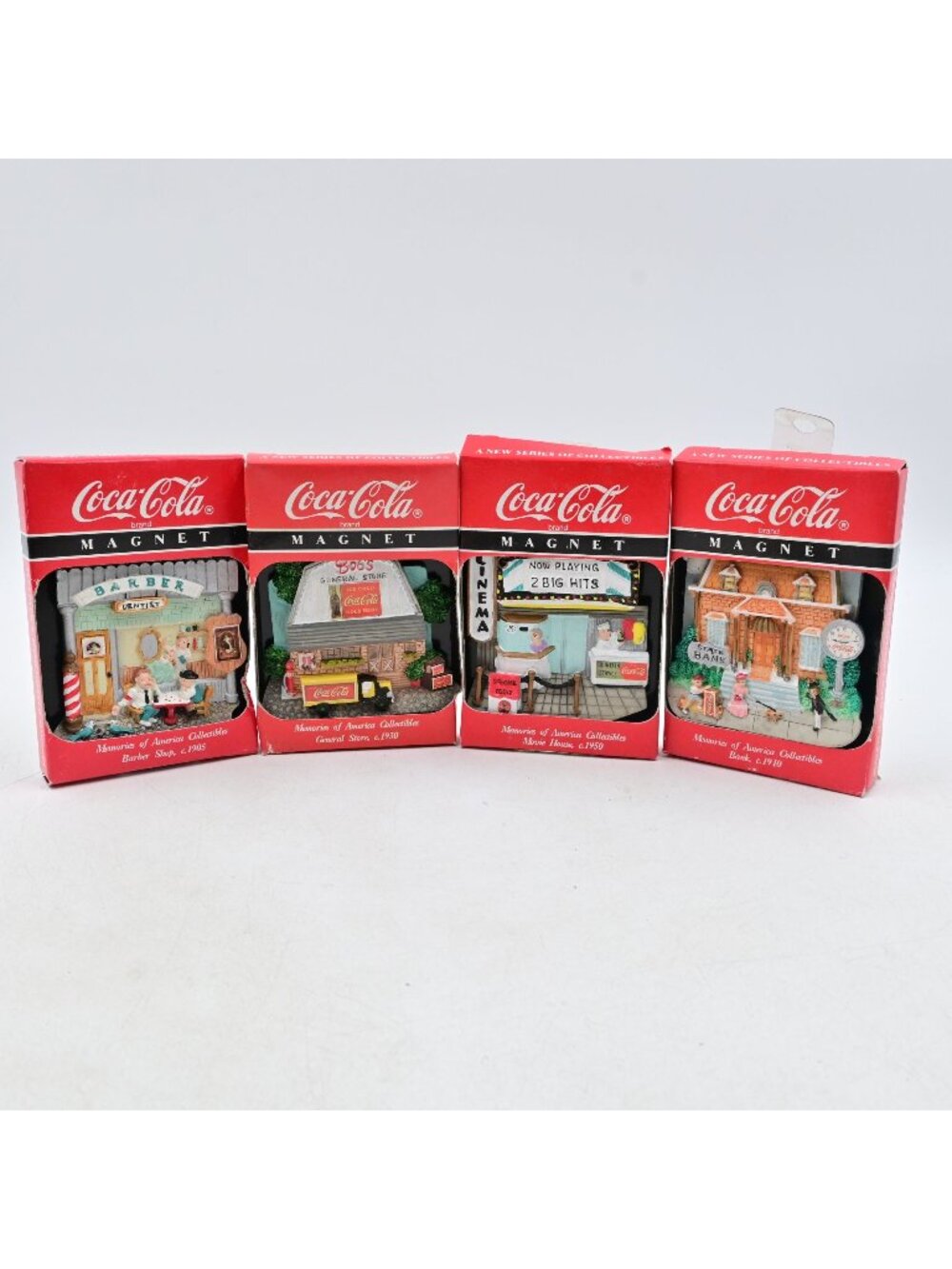Coca-Cola Memories Of America Collectibles Magnets Set Of 4 Vintage 1995 w/ Box